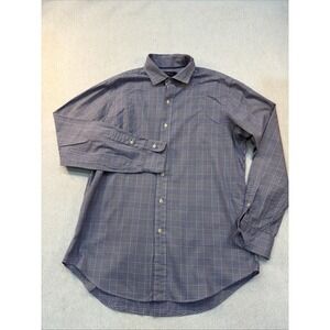 Polo Ralph Lauren Mens Blue White Glen Plaid Cotton Button Down Shirt Size M